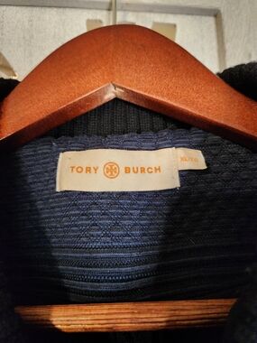 Tory Burch Navy Ribbed Knit Blazer